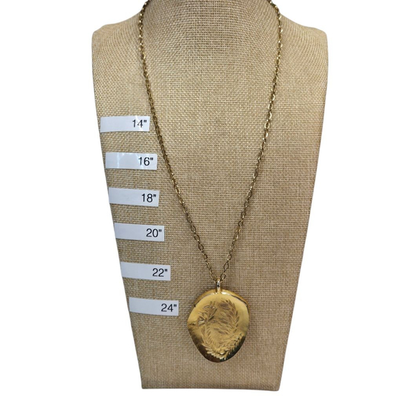 Robert Larin Jewelry - Vintage Robert Larin Necklace Modernist Brutalist Gold Tone Pendant Nature